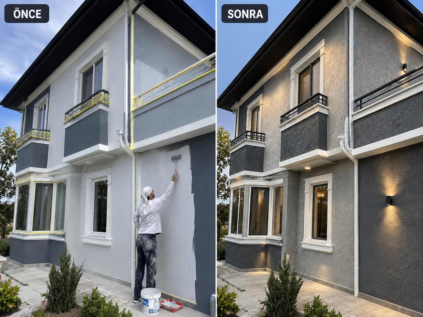 Kuruçeşme dış cephe boya öncesi ve sonrası