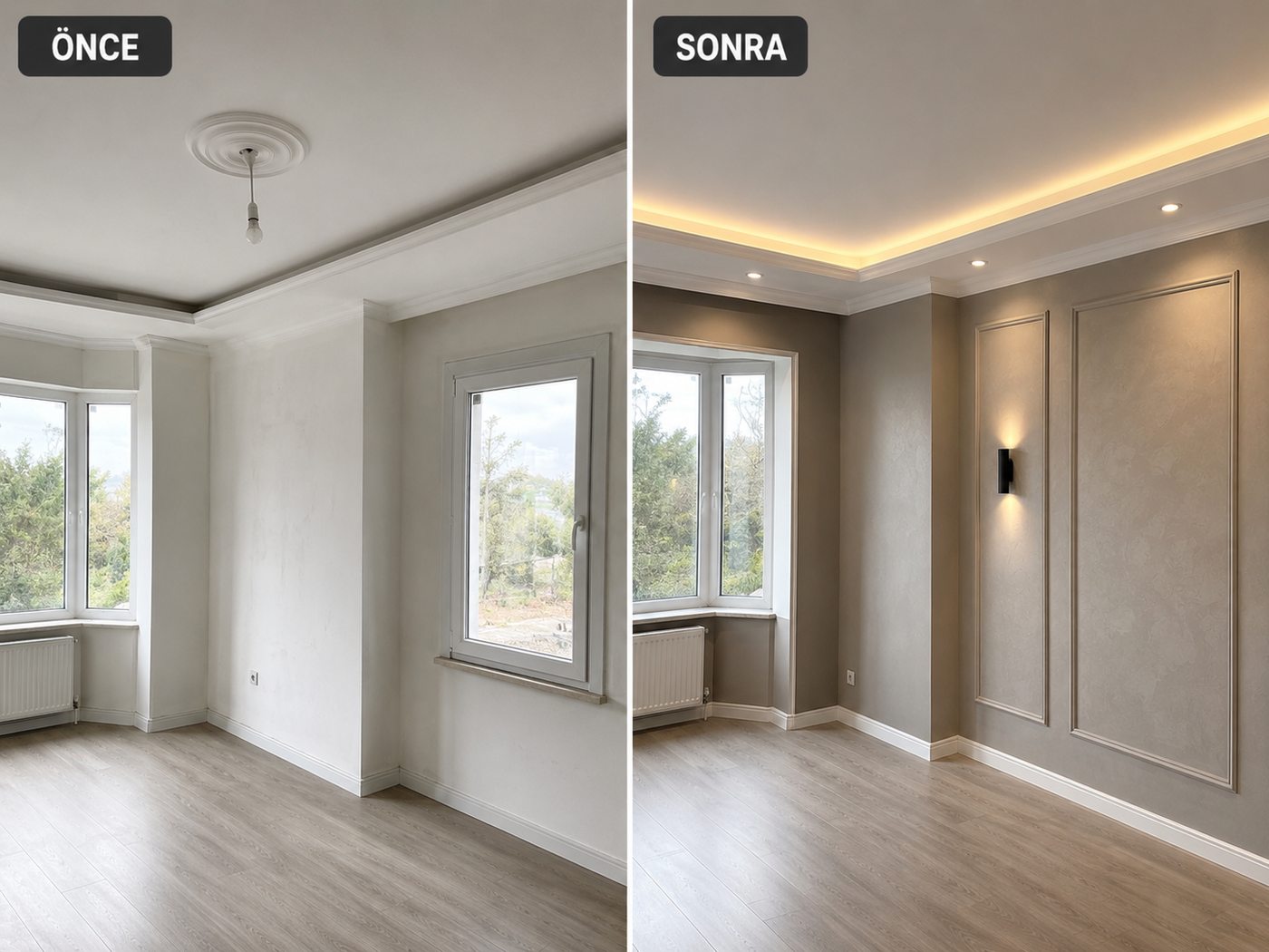Kuruçeşme iç cephe boya öncesi ve sonrası